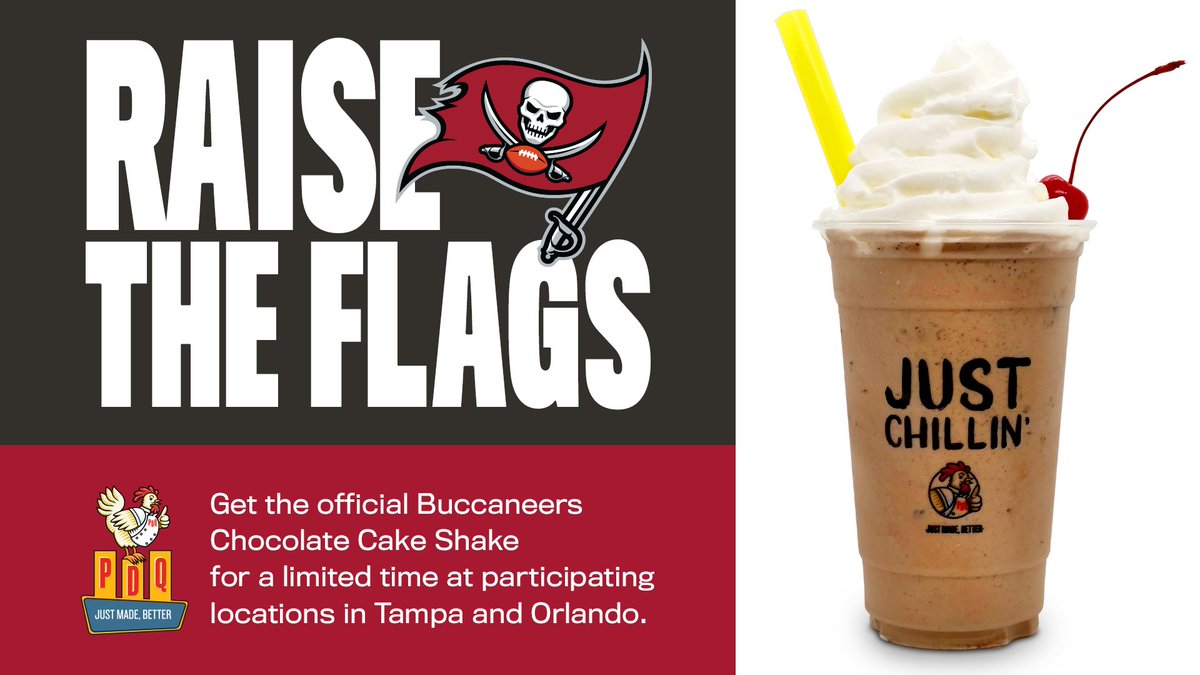 Thanks for voting, Krewe! 🍦

The official Buccaneers shake is now available at @PDQFreshFood for a limited time.