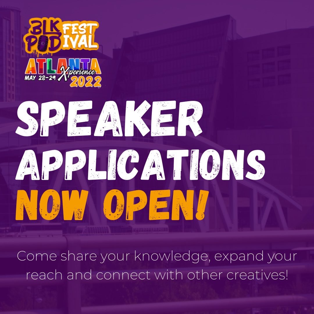 Have you applied to speak at <a href="/BlkPodFestival/">Blk Pod Festival</a> ? We want to hear from you! Apply to speak and come share your expertise blkpodfestival.com/speakers
