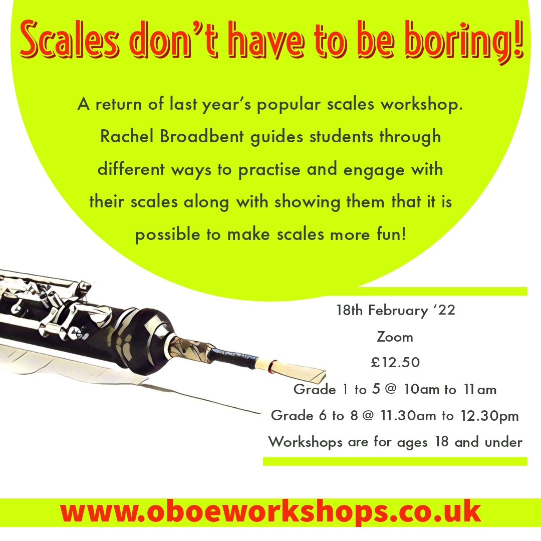 OboeWorkshops's tweet photo. New Workshop in half term! #Scales don't have to be boring! for any #oboist aged 18 and under. More info and booking at https://t.co/Oqu8cOn9zI
@BroadbentRachel #oboe #oboes #woodwind #musicteacher #oboeteacher #musicstudents #woodwindteacher #doublereed https://t.co/xL18RHRh5u