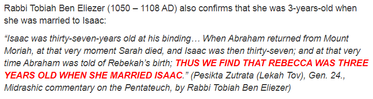 Omarnachr's tweet photo. @ExmuslimsOrg Your are a liar ,misinformation.
But you can see clearcly in the #bible and #thorah
#jewish
According in the Torah,
Rebecca was 3-years old when she married the fathee of Israël issaac. https://t.co/UDIjN9XAVu
