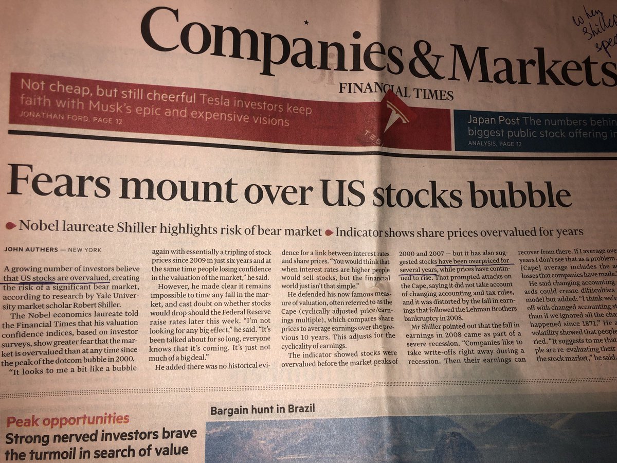 beursanalist's tweet photo. FT uit sept 2015. Beleggers waren bang voor 1e verhoging van Fed (zoals nu) en hoge waarderingen (zoals nu). S&amp;p500 toen 1965. Nu 4700. https://t.co/arEkX3Q375