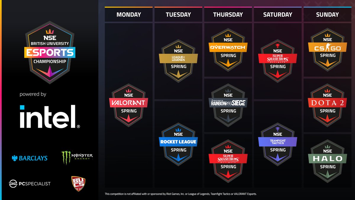 nse_gg's tweet image. ☀️ BUEC SPRING 2022 ☀️

Returning with all of your favourite games from the Winter season as well as a new addition, Halo!

Sign-ups open on MONDAY so you&apos;ve got a head start on organising your teams!

👉 Full schedule and details: nse.gg/news/buec-spri…
