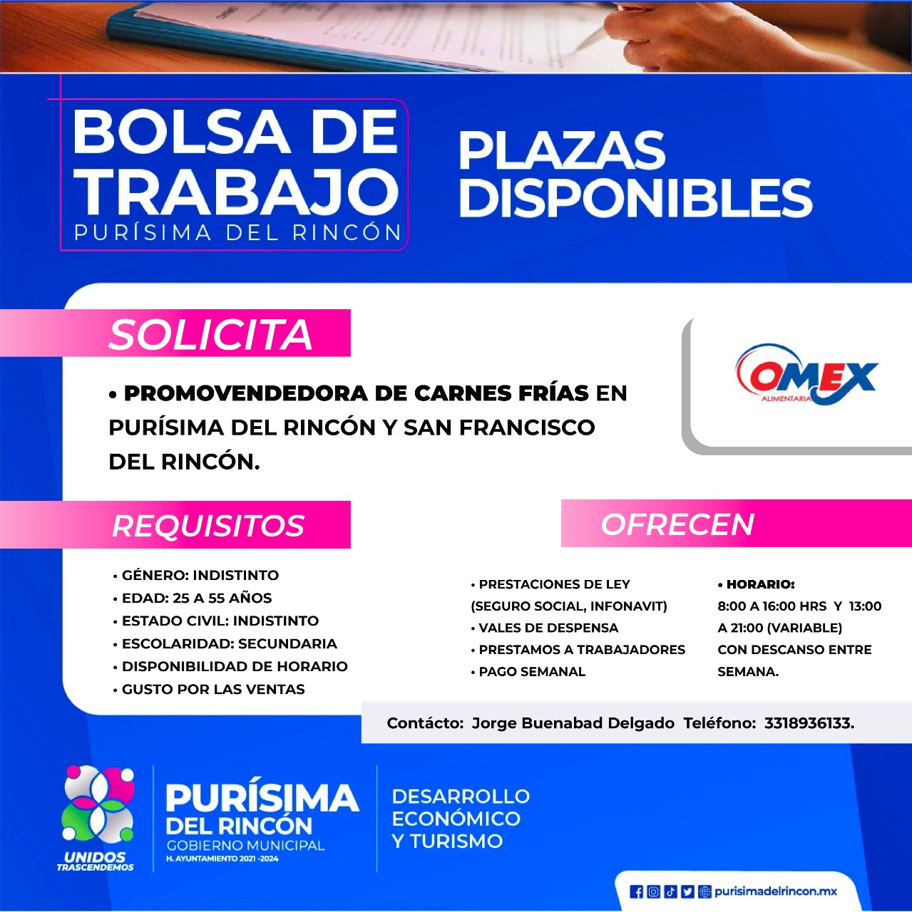 bolsa de trabajo en presidencia municipal de purisima del rincon