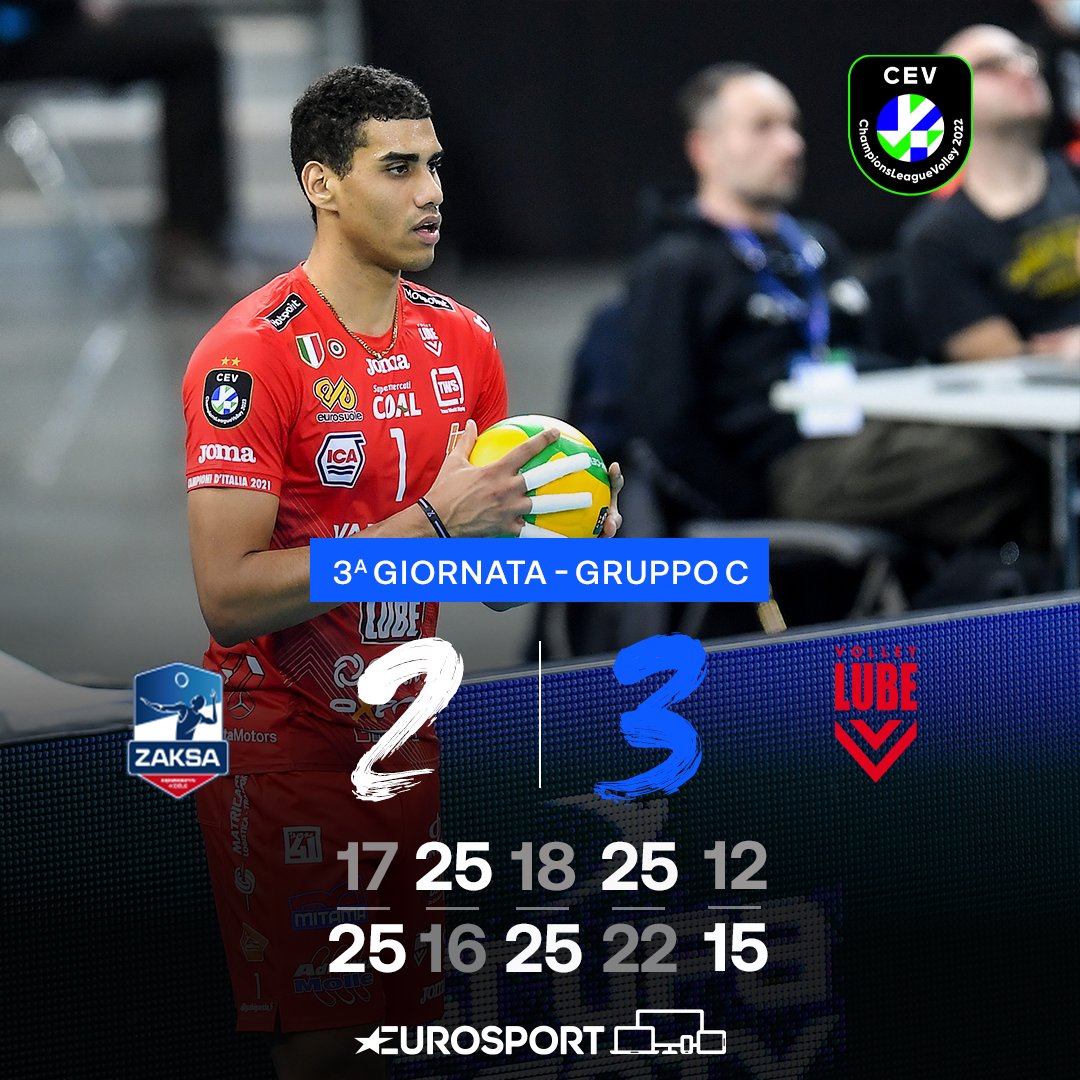 Eurosport_IT's tweet photo. PROVA DI FORZA DELLA LUBE! 😏

3 su 3 in Champions League Civitanova che vince sui polacchi al tie-break 🏐❤️

#EurosportVOLLEY | #CEV | #CLVolleyM | @VolleyLube https://t.co/EWbqTfj7k6