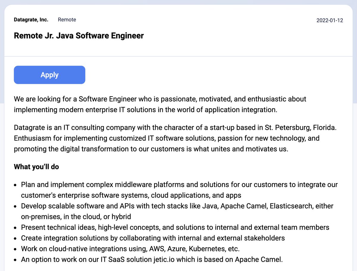 dayrows's tweet image. Remote Jr. Java Software Engineer 

dayrows.com/vacancy/4232 
#dayrows #remotejobs #java #remotejunior