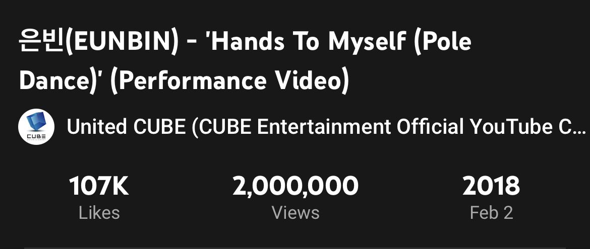 StreamsForCLC's tweet photo. [🎉] Eunbin’s Hands To Myself cover hit 2,000,000 views on YouTube

#CLC #씨엘씨 @CUBECLC #KWON_EUNBIN https://t.co/8sB8xtyAAb