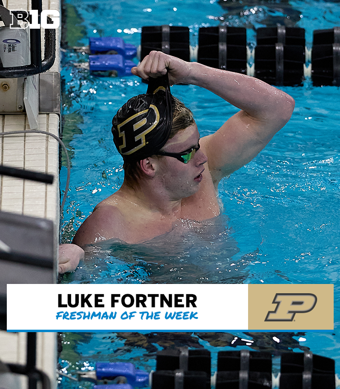 🏊🏼 The B1G Freshman of the Week: Luke Fortner (<a href="/PurdueMSwimDive/">Purdue Men's Swimming & Diving</a>)

◼️ Won the 100 breaststroke (58.09) and 200 breaststroke (2:04.38) in the victory over Wabash College

bit.ly/3Gpy5lZ | #B1GSD