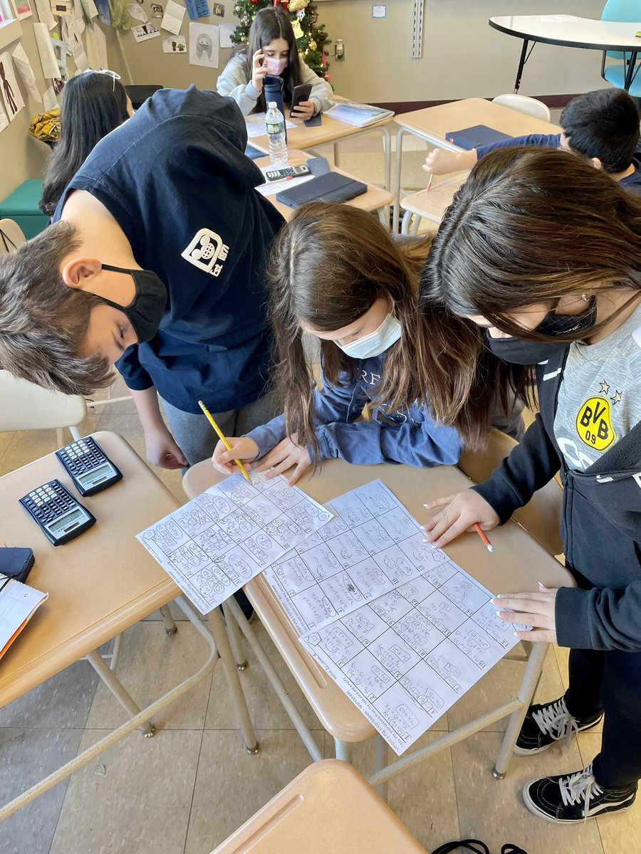 ccharterina's tweet photo. Math 7 students practiced Simplifying Expressions by completing task cards around the room. Each group came up with their own strategy on how they wanted to accomplish them all in the time given. Accuracy over speed, ALWAYS😎 https://t.co/m7Enw1hzee