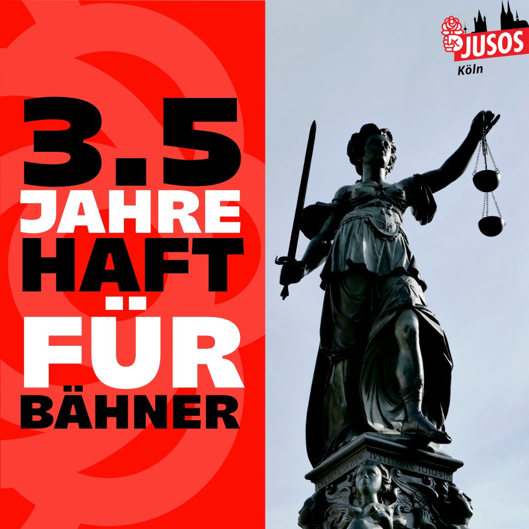 jusoskoeln's tweet photo. Vorgestern wurde vom Landgericht #koeln im Fall #tatortporz nach langem Warten endlich ein Urteil gesprochen. Hans Josef #Baehner wurde zu 3,5 Jahren Haft verurteilt. Dies ist für uns ein mutmachendes Zeichen das rassistische und fremdenfeindliche Gewalt nicht folgenlos bleibt. https://t.co/nR2mlpDYn0