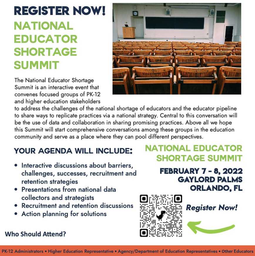 Thank you to these organizations for being apart of the national conversation #educatorshortage #teachershortage We are looking forward to seeing you at the National Educator Shortage Summit/Feb7-8/#Orlando bitly.com/3nbUegl <a href="/AAEEorg/">AAEE Employment in Education</a> <a href="/nasponline/">National Association of School Psychologists</a> <a href="/NAESP/">National Assoc. of Elementary School Principals</a> <a href="/ACTFL/">ACTFL</a> <a href="/AMLE/">AMLE</a> <a href="/AAQEP1/">AAQEP</a>
