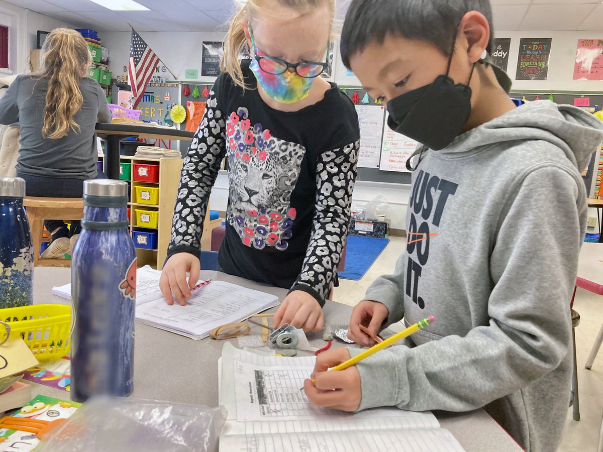 Fourth grade students in Claire Eckert and Katrina Smith’s class at <a href="/CottageLaneES/">Cottage Lane</a> are exploring the properties of magnets as part of their Energy Unit -- working together to record their observations as they sort through materials.