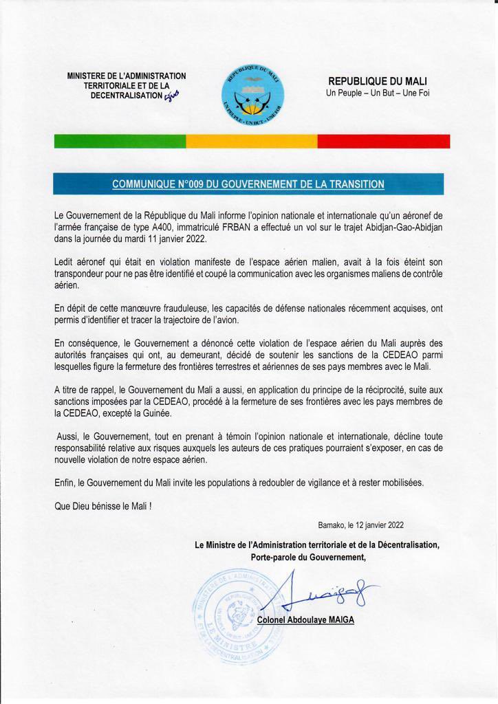 konate90's tweet photo. Le gouvernement dénonce la violation de l’espace aérien du Mali.

#Bèki_Takè #MonNouveauMali https://t.co/Nz2h7eC9ob