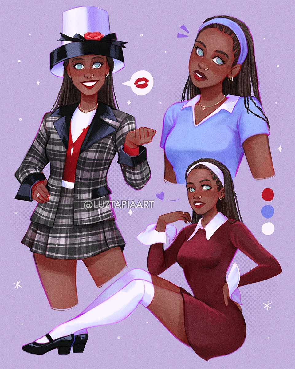 Dionne's outfits from Clueless (1995). Our underrated fashion queen 🤍🖤♥ I'll consider this a part 1 as I'm sure I'll draw some of her other outfits. Sometimes I like them even more than the ones Cher wears 😍