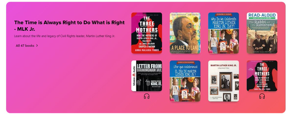 NYC School Library System (@nycdoeols) on Twitter photo Empower students with background knowledge. Explore the MLK Jr. Collection on <a href="/NYCSchools/">NYC Public Schools</a> Citywide Digital Library on <a href="/Sorareadingapp/">Sora, by OverDrive Education</a>. soraapp.com/library/nycsch… <a href="/NycLearning/">NYCTeachingandLearning</a> #MLKDay #MLKDay2022 #equity #CivilRights <a href="/nycsla/">NYC School Librarians' Association</a> <a href="/Realdavidcbanks/">David C. Banks</a> Empower students with background knowledge. Explore the MLK Jr. Collection on <a href="/NYCSchools/">NYC Public Schools</a> Citywide Digital Library on <a href="/Sorareadingapp/">Sora, by OverDrive Education</a>. soraapp.com/library/nycsch… <a href="/NycLearning/">NYCTeachingandLearning</a> #MLKDay #MLKDay2022 #equity #CivilRights <a href="/nycsla/">NYC School Librarians' Association</a> <a href="/Realdavidcbanks/">David C. Banks</a>