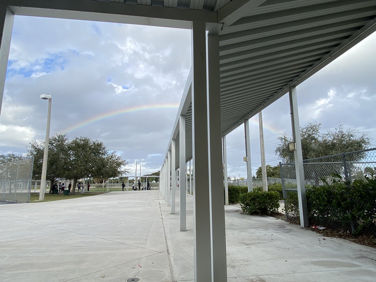 At least there’s a rainbow while we wait for a dismissal bus that is well over an hour late today.