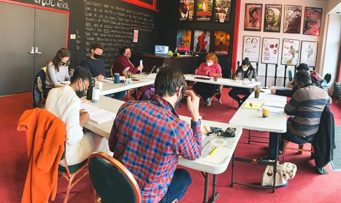 Rehearsals are under way for The Cure at Troy! Performances start January 26th, visit qtgrep.org/thecureattroy for tickets. Special thanks to stage management and our COVID compliance officer Emily for keeping things super tight and safe here at the Sedgwick.