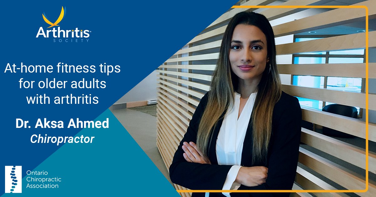ONChiroAssoc's tweet image. If you’re living with arthritis, it’s important to include four types of exercise in your weekly routine: endurance, strength, balance and flexibility. Check #Chiropractor Dr. Aksa Ahmed’s safety tips for each exercise type.  ecs.page.link/d1kdu @ArthritisSoc @SinaiHealth