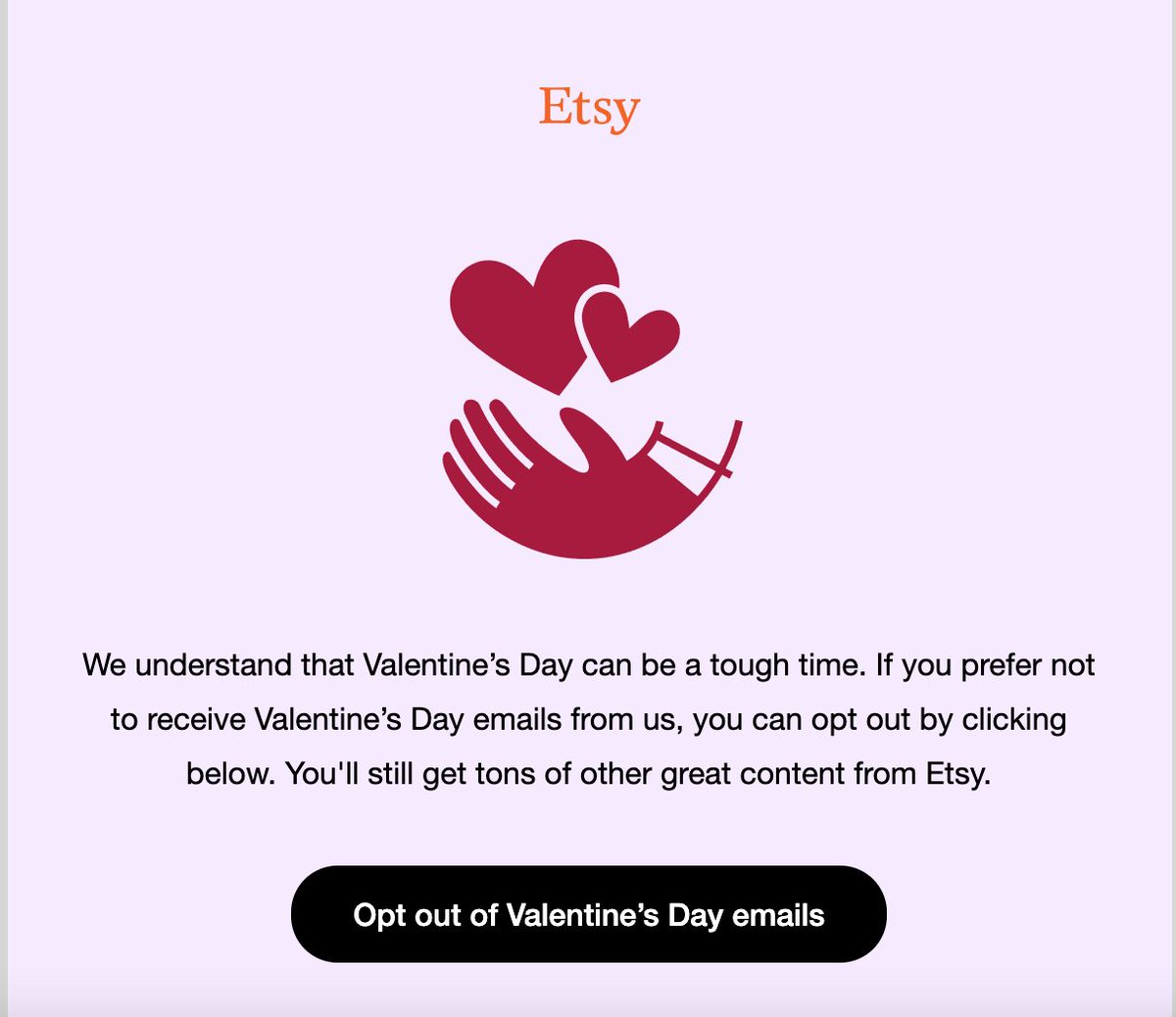 thoughtful email marketing from etsy - I wonder if they have a similar campaign for other sensitive holidays?