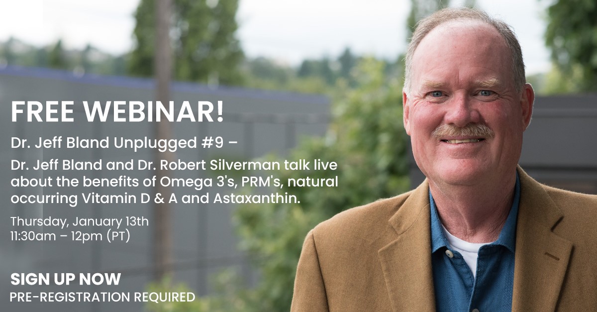 Jeffrey Bland, PhD (@jeffreyblandphd) on Twitter photo My Big Bold Health professional Zoominar series is back for a new year! How about joining me and my special guest <a href="/drrobsilverman/">Dr. Robert Silverman</a> online tomorrow for a live conversation about omega-3s? We’ll be starting at 11:30 am PST. Register now: bit.ly/3nobsXJ My Big Bold Health professional Zoominar series is back for a new year! How about joining me and my special guest <a href="/drrobsilverman/">Dr. Robert Silverman</a> online tomorrow for a live conversation about omega-3s? We’ll be starting at 11:30 am PST. Register now: bit.ly/3nobsXJ