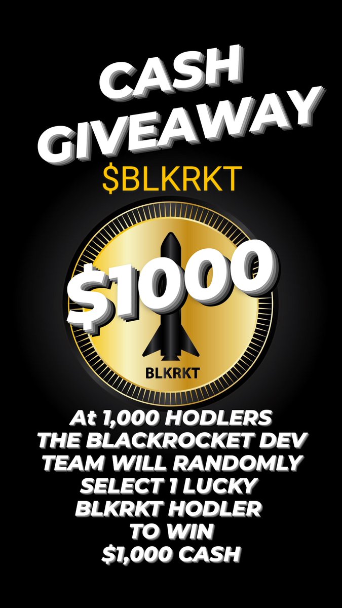adw30b's tweet photo. Go Follow @BLKRKT 

They Are Doing A $1000 Cash Giveaway!!!

New Token!!! Rewards Hodlers In ADA Cardano!!!

Ground Level Entry!!!

#blackrocket #blkrkt #cash #Giveaway #lucky #crypto #cryptocurrecy
#new #nft #NFTs #rewards #holders #Bitcoin #ADA #Cardano #Binance #Ethereum https://t.co/WPn4JgSZ51