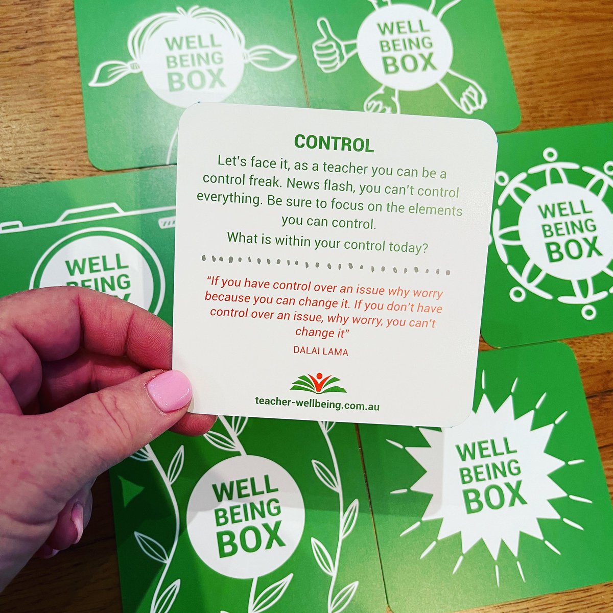 DFalecki's tweet photo. Day 4 of the 7 days of wellbeing from my #wellbeingbox… CONTROL. 
Focus on what you can control &amp; let go of what you can’t 

#teacherwellbeing #teachersmatter #teacherresources #controlfreak https://t.co/lCi0CCpvkP