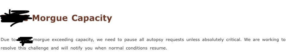 DocWithBowtie's tweet image. So our morgue is exceeding capacity right now (and I know it’s not the only one). This was a really great e-mail to receive, very exciting time in this pandemic. 
But Omicron is mild, right?