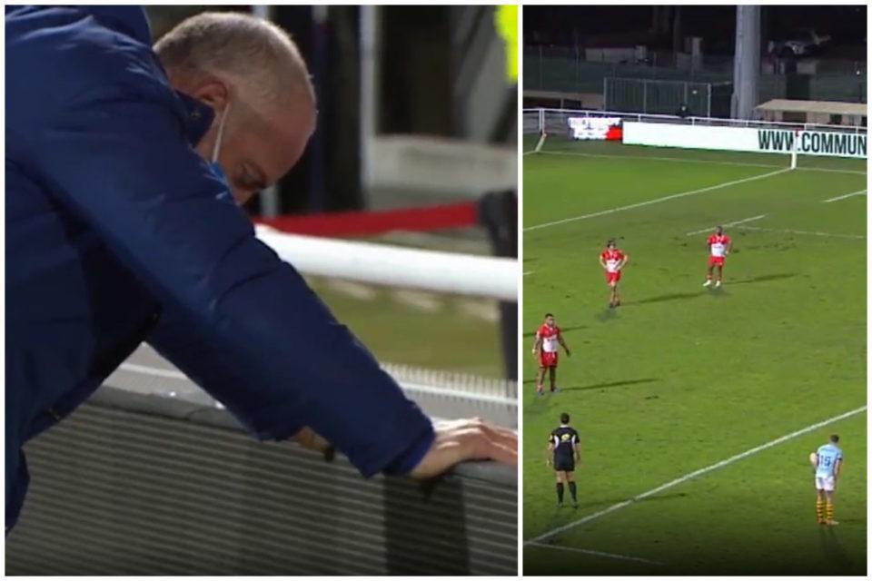 acturugby's tweet photo. #Rugby #Rediff 🏉 VIDEO. Quand Patrick Arlettaz n'ose pas regarder la dernière pénalité de Jaminet lors de BO-USAP 🤞▶ https://t.co/vNKPIhn0RT #top14 #BOUSAP https://t.co/ESdyUJ6iDH