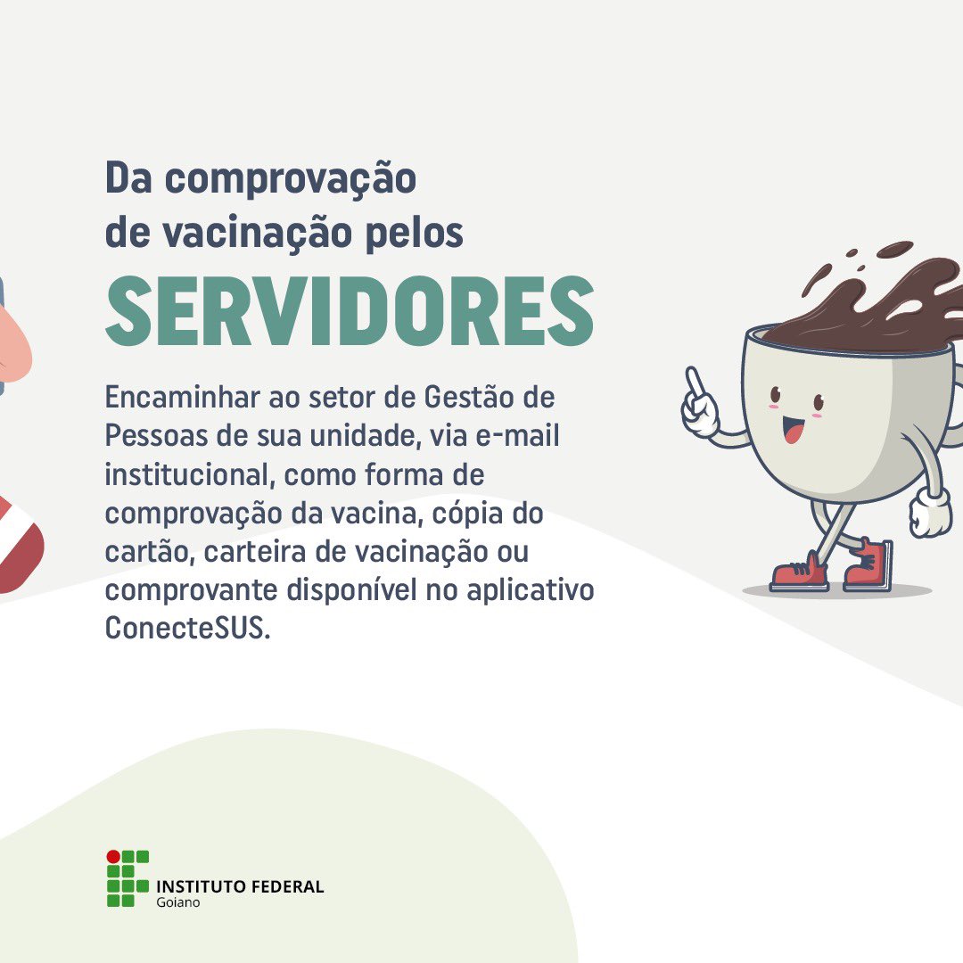 IFGoiano's tweet photo. [VACINAÇÃO] Divuulgamos hoje uma portaria sobre as orientações relativas a comprovação vacinal para servidores, estudantes e terceirizados dentro da nossa Instituição. 

Para saber mais, acesse: https://t.co/ViYbAvqOVK

#ifgoiano #vacinacãocovid https://t.co/sMg6aAcGGm