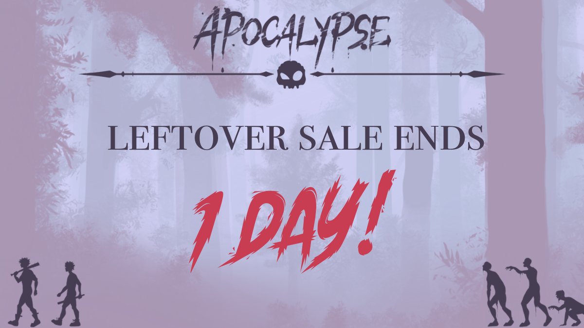🧟‍♀️1 MORE DAY🧟‍♀️

There's only one last chance to order Apocalypse! Don't miss out on all the wonderful merch we still have left in stock: bookmarks, gold foil prints, glow-in-the-dark sticker sheets, holographic stickers, and more!

Store: tinyurl.com/knmu6vem

#bkdkzombiezine