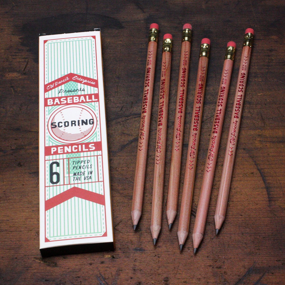 Down to the last few sets of @cwpencilenterprise baseball scoring pencils. This is sadly the end of the road for these as CWPE closed up shop in the fall. Available in singles, boxes of 6, or as an add-on to our hardcover score book sets and score card refills.