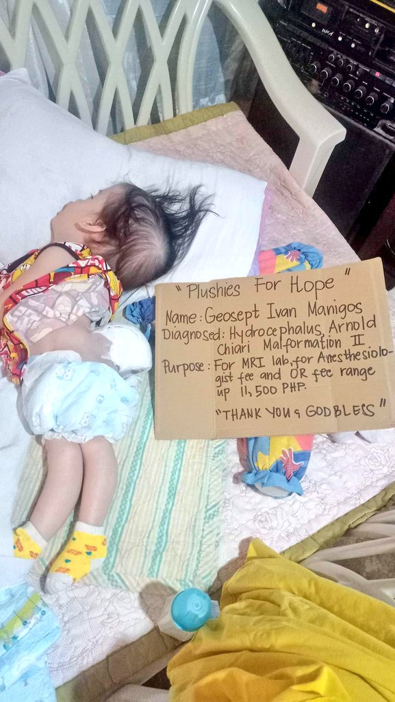 PlushiesForHope's tweet photo. Time sensitive - Please don't scroll without sharing.

Help us raise 11,500 pesos for Warrior Geosept. He is diagnosed with Arnold Chiari Malformation II. He needs to undergo MRI procedure asap. Please help out if you can donation links posted on reply + https://t.co/hFpBvwoAZc