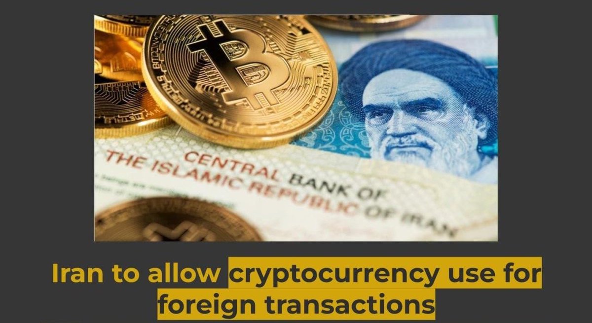 SAZCryptoPak's tweet photo. #Iran to allow #cryptocurrency payment for foreign transactions. #BTC https://t.co/4JqVw8IE1U