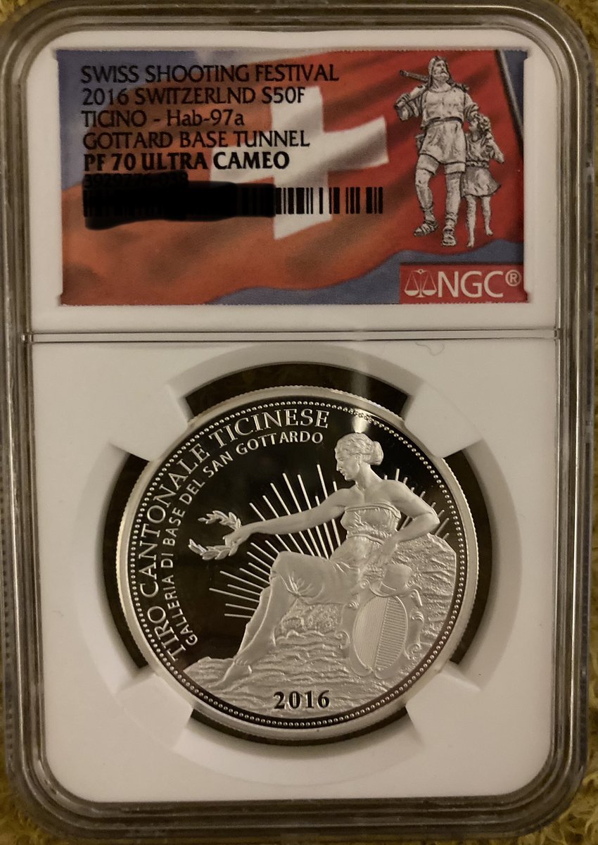 スイス現代射撃祭2016年銘チィチーノ50F銀貨。兼、ゴッタードトンネル