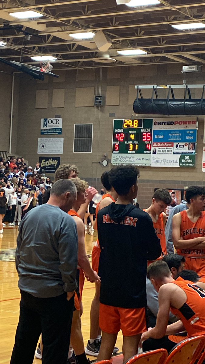 End of the 3rd quarter. Wildcats trail Erie 42-35