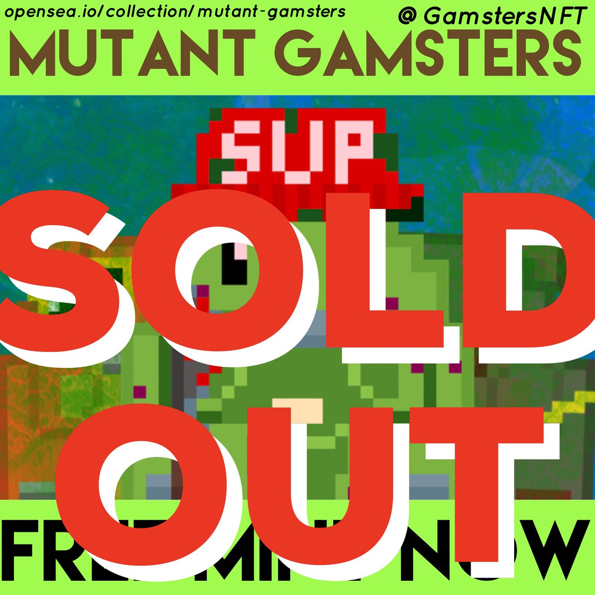 Incredible! The Mutant Gamsters are sold out! All minted and live on the Polygon blockchain. 
Thank you everyone! 🙏
Anyone that wants to grab a Mutant Gamster can now head over to opensea.io/collection/mut… 
Look out for the super rare ones!🚀
#Gamsters #NFT #MutantGamsters