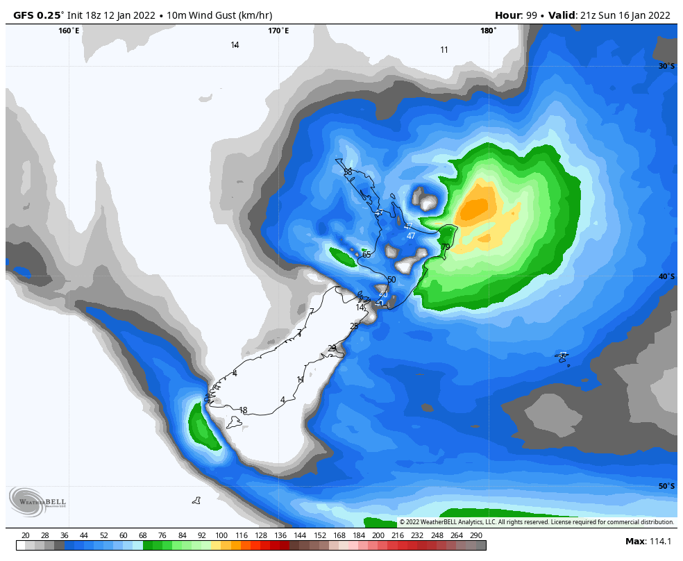 VortixWx's tweet photo. Keeping tabs on #NewZealand, as what will be left of #Cody comes and brings heavy rain, strong winds, &amp; high waves to the #GisborneDistrict. Wind gust of 70kph (~45mph) &amp; wave heights over 35ft (10m) are possible. #wx #NZStorm https://t.co/Ho0OalwtiO