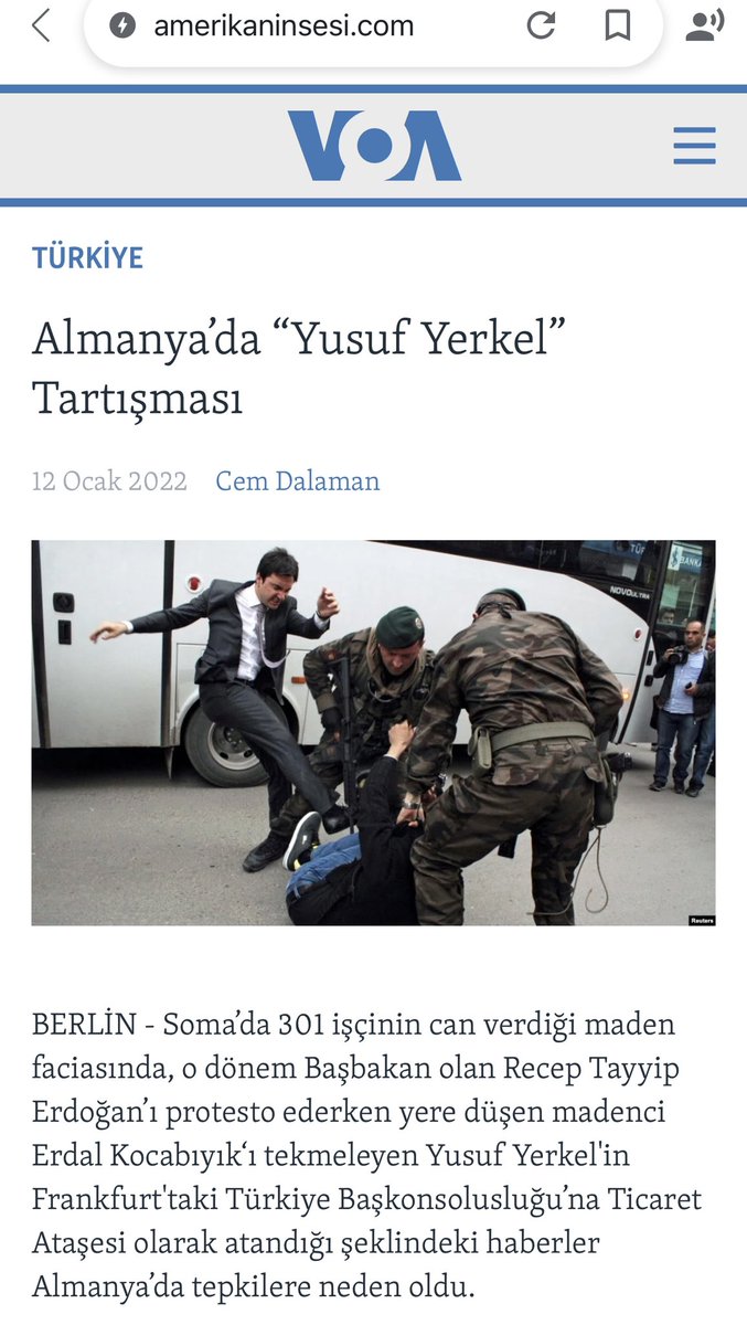 <a href="/GaziCaglar/">Gazi Çağlar</a> Frankfurt, #TekAdamRejimi ’nin #SomaTekmecisi <a href="/YusufYerkel/">YusufYerkel</a> ‘i Almanya'da “ #personaNONgrata ” (istenmeyen şahıs) ilan ediyor.
14 Ocak Frankfurt Başkonsol. önünde bir protesto mitingi
IG Metall’in de katılımı ile🧐❗️

amerikaninsesi.com/amp/almanyada-…

<a href="/ahmetbozkus/">Ahmet Bozkuş</a> 

youtu.be/vOZmEH_jCJA