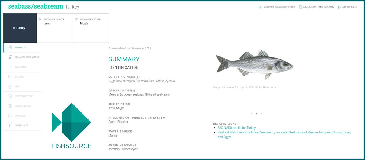We added a new aquaculture profile 2 months ago for seabass/seabream cultivated in Turkey. More details here: fishsource.org/aqua_page/20
