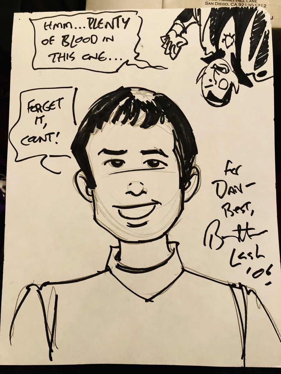 Batton Lash! I met him at a San Diego blood bank when I was a teenager with bad hair. Exhibit A: this sketch. Now I'm a cartoonist with great hair. Thanks, Batton 🌙 