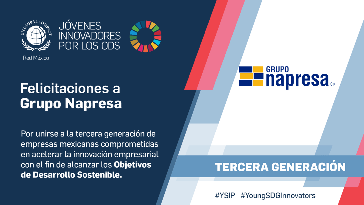 PactoGlobalMx's tweet photo. ¡Felicitaciones a @gruponapresa por unirse al programa #JóvenesInnovadoresPorLosODS e impulsar una mentalidad innovadora en sus jóvenes colaboradores para acelerar los Objetivos de Desarrollo Sostenible!
#YSIP – #PactoMundialMéxico
👉🏻 https://t.co/CkRkSidFaI
#UniendoEmpresas https://t.co/w2fnQ5mx5r