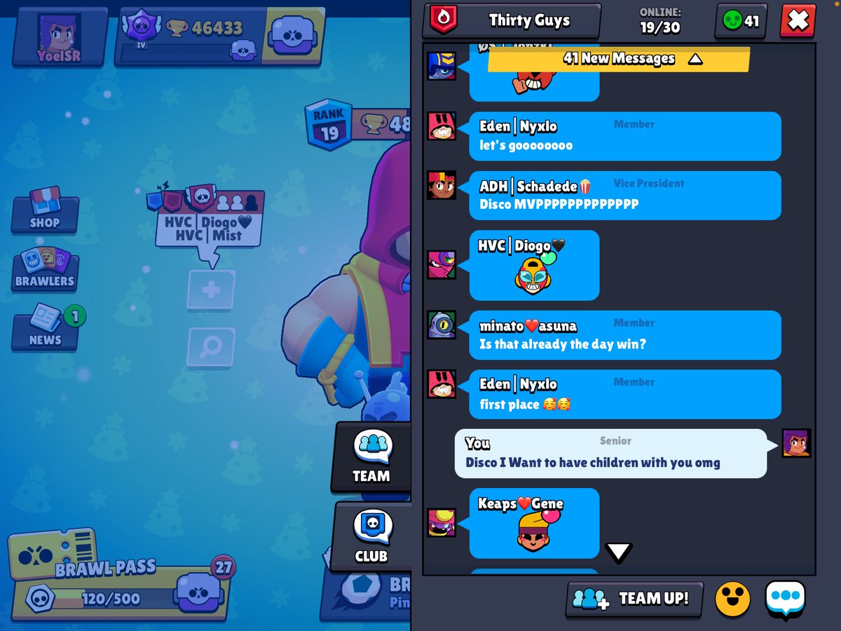 Club chat when we are in cl