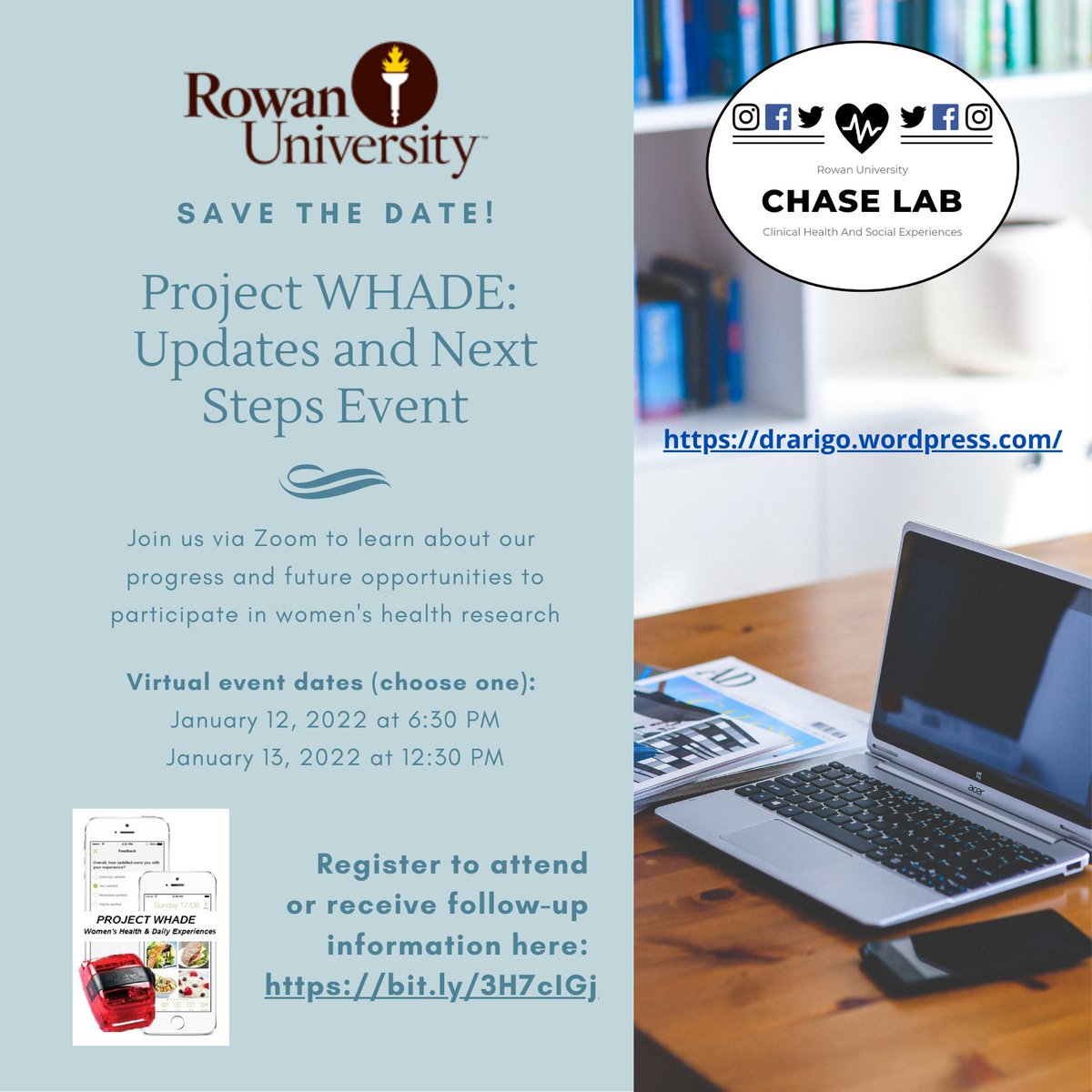 DrDaniArigo's tweet image. Just wrapped up my first-ever event to share a summary of findings to date/next steps with former participants (women in midlife). It was fantastic and @RowanCHASELab will definitely keep doing this! Looking forward to round 2 tomorrow. #WomensHealth #scicomm 
@ResearchAtRowan