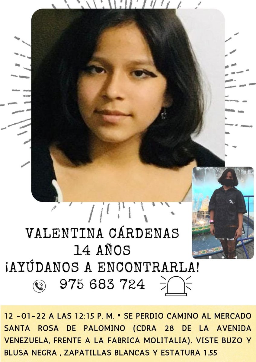 Urgente, por favor ayúdennos a encontrar a Valentina.