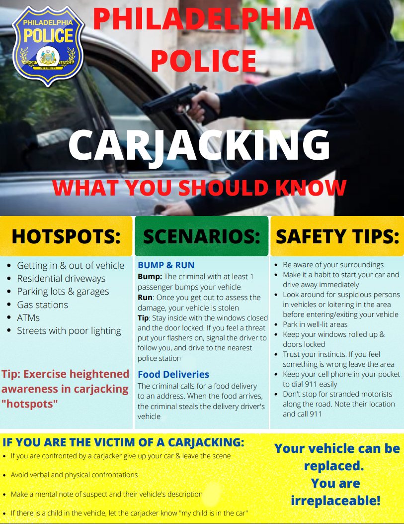 PPDCommish's tweet image. There is no single issue that is more important to me, or the members of the PPD, than fighting violent crime. One of the more disturbing trends that we have seen is the startling increase in the number of carjackings. Here is what we're doing about it: facebook.com/phillypolice/p…