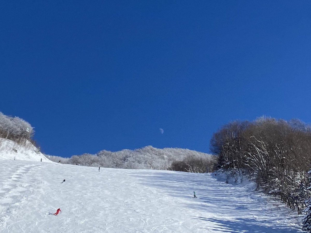 _pomkey's tweet photo. 最初で最後の仲間とのスノボ🏂

最高に楽しくて
涙が出ました。

人生で初めて澄んだ空を見た。
空が濃くて青かった。（無加工）

真昼間に見える半月が印象的でした🌛

行かせてくれてありがとう。
わがまま聞いてくれてありがとう✨ https://t.co/av4Q7434bW