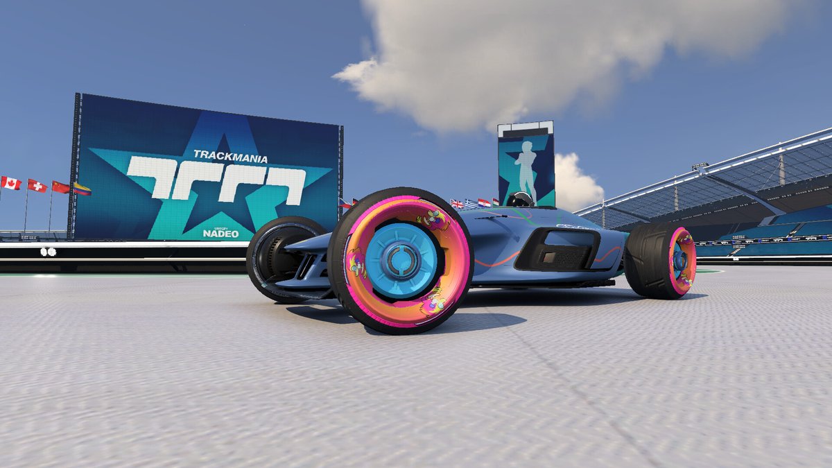 MinhsToo's tweet photo. It's been my pleasure to create a design for the car at the Trackmania GDQ showcase! A super fun run by @Rastats_ showcasing a bunch of corners of the TM community. Really neat to see GDQ advertisements on the in-game billboards leading up to the run as well haha

#AGDQ2022 https://t.co/8y0sxKuU5C