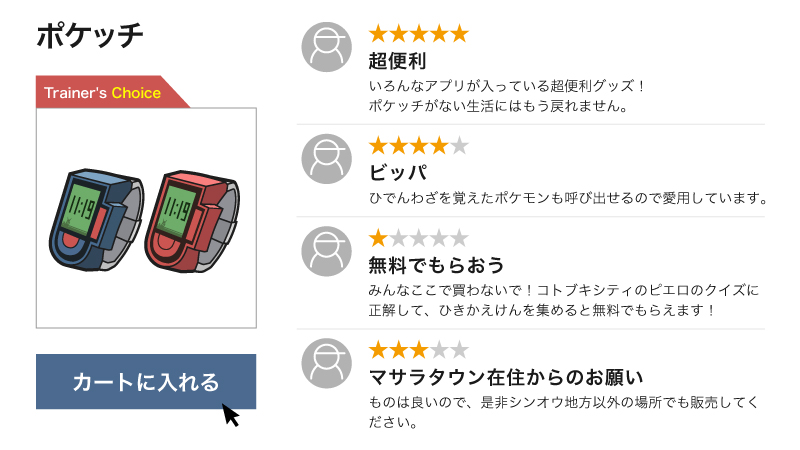 もし ポケモン 世界に口コミサイトがあったら を想像するイラスト画像を公式twitterアカウントが投稿 5つ星評価で ポケッチ をレビュー