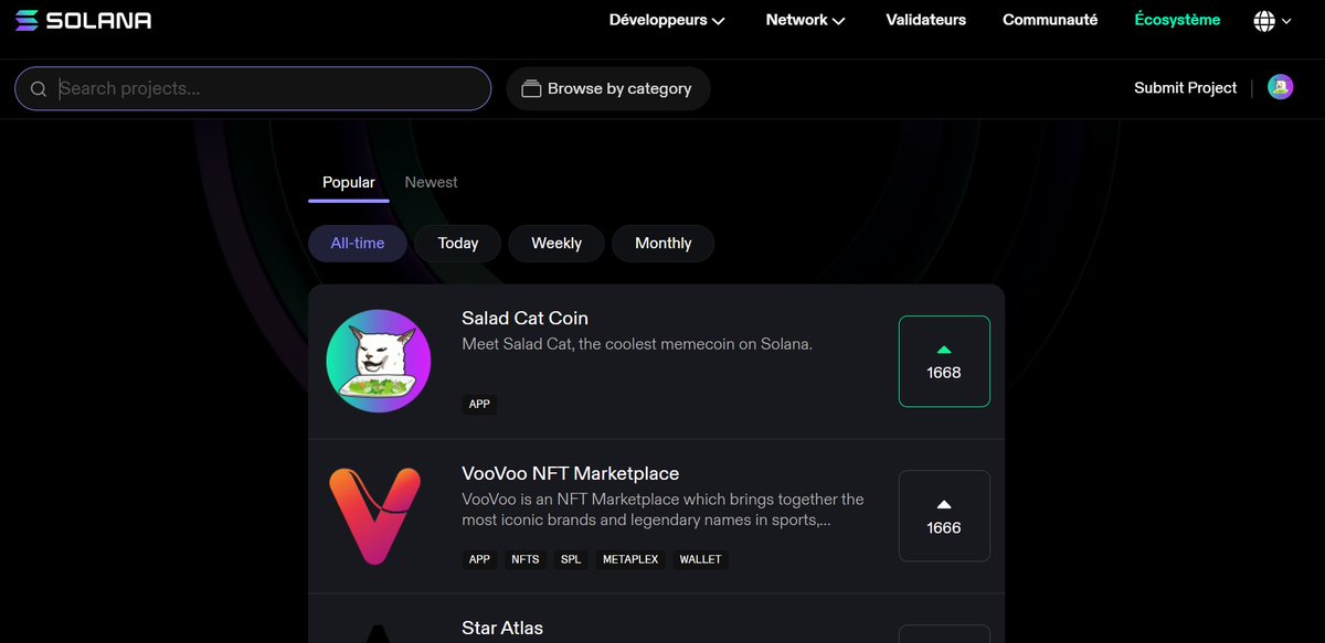 saladcatcoin's tweet photo. We are top 1 all-time in #Solana ecosystem, thanks to the effort and help of our community, good job team keeps going. #SLCAT #SaladCatCoin  
@solana_daily
 
To infinity and beyond, you will never walk alone! https://t.co/8LQHEwSNJI
