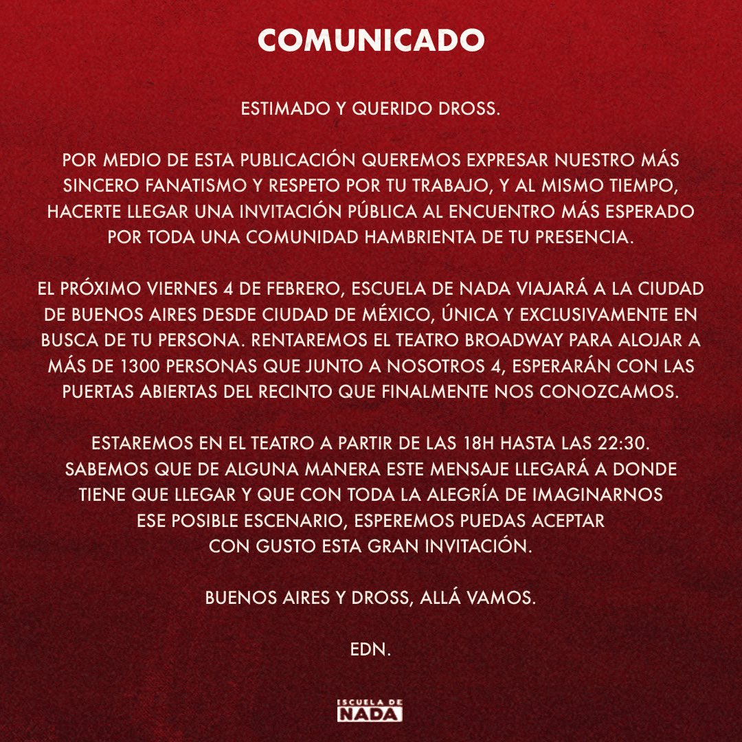 escueladenada's tweet photo. Para @eldiariodedross 

#EDNBuscaADross https://t.co/GdxgxAqdwr