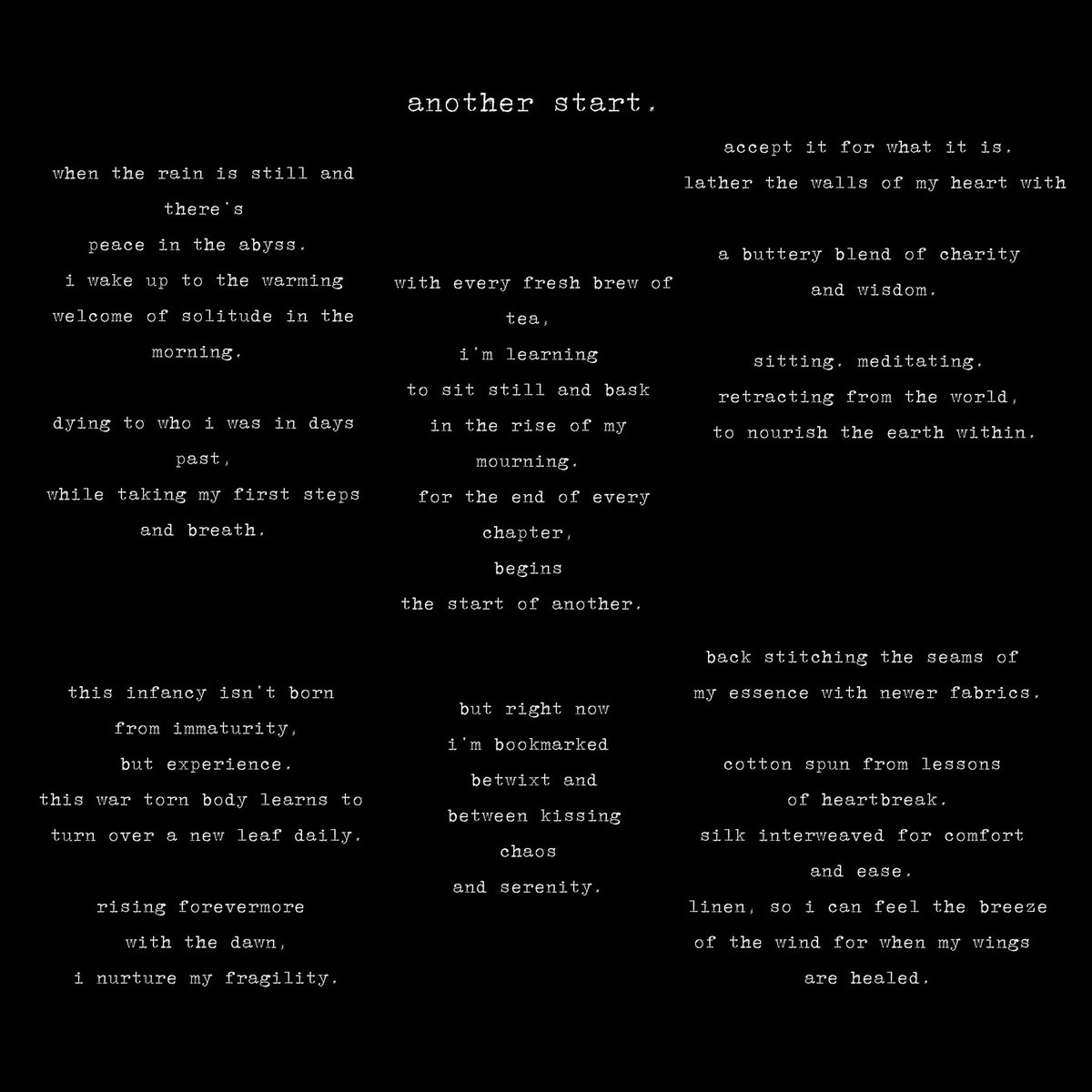 LongLiveLZA's tweet photo. i don’t really share my poetry, but in all honesty writing is what keeps me sane when everything is falling apart. for the 2nd installment of #pressureweek i present this piece called “another start.” i hope you enjoy. 💎🦋 https://t.co/2emIzBeYUw